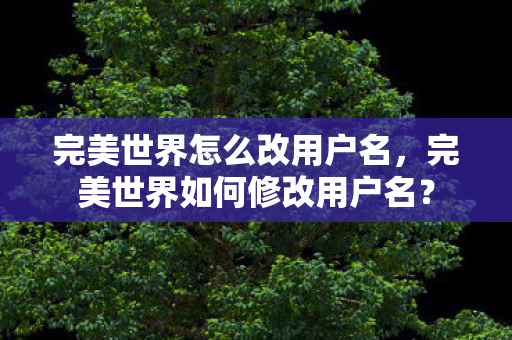完美世界怎么改用户名,完美世界如何修改用户名? 完美世界怎么改用户名,完美世界如何修改用户名?