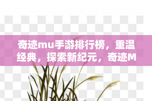 奇迹mu手游排行榜图片