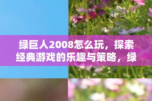 绿巨人2008怎么玩,探索经典游戏的乐趣与策略,绿巨人2008游戏攻略,探索经典乐趣与策略 绿巨人2008怎么玩,探索经典游戏的乐趣与策略,绿巨人2008游戏攻略,探索经典乐趣与策略