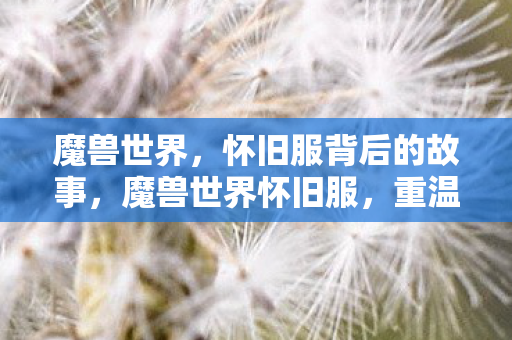 魔兽世界,怀旧服背后的故事,魔兽世界怀旧服,重温经典,探寻背后的故事 魔兽世界,怀旧服背后的故事,魔兽世界怀旧服,重温经典,探寻背后的故事