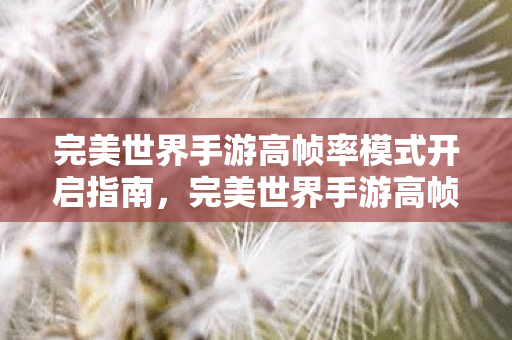完美世界手游高帧率模式开启指南,完美世界手游高帧率模式开启攻略 完美世界手游高帧率模式开启指南,完美世界手游高帧率模式开启攻略