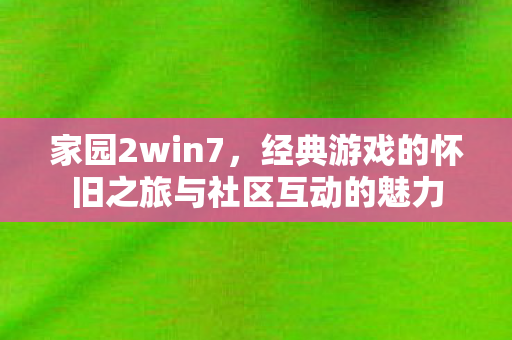 经典游戏的怀旧之旅与社区互动的魅力图片