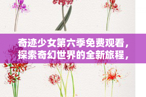 奇迹少女第六季免费观看,探索奇幻世界的全新旅程,奇迹少女第六季,奇幻世界的全新旅程免费观看 奇迹少女第六季免费观看,探索奇幻世界的全新旅程,奇迹少女第六季,奇幻世界的全新旅程免费观看