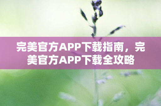 完美官方APP下载指南,完美官方APP下载全攻略 完美官方APP下载指南,完美官方APP下载全攻略
