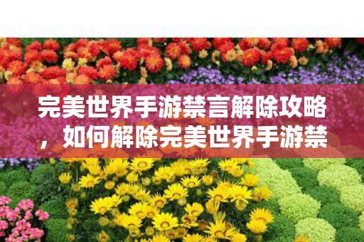 完美世界手游禁言解除攻略,如何解除完美世界手游禁言? 完美世界手游禁言解除攻略,如何解除完美世界手游禁言?