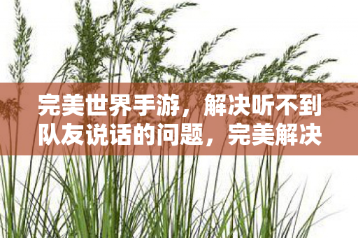 解决听不到队友说话的问题图片