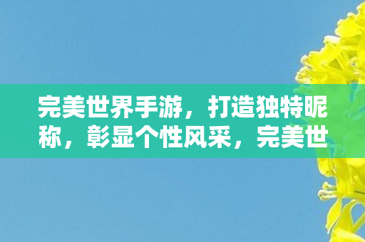 完美世界手游打造独特昵称图片