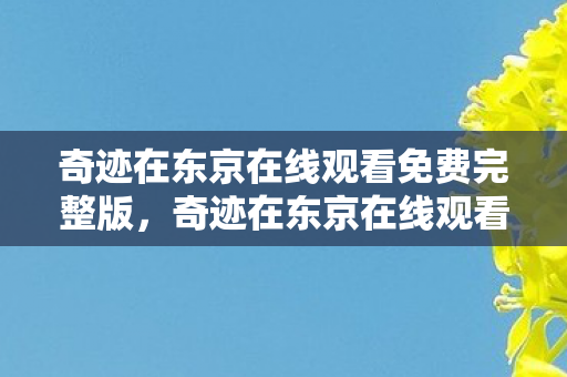 奇迹在东京在线观看免费完整版图片