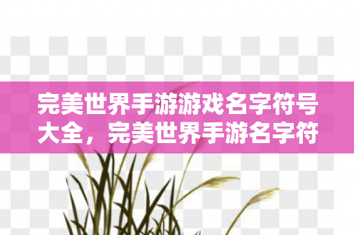 完美世界手游游戏名字符号大全图片