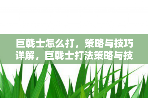 巨戟士打法策略与技巧全解析图片