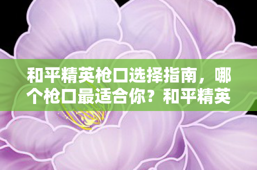 和平精英枪口选择指南图片