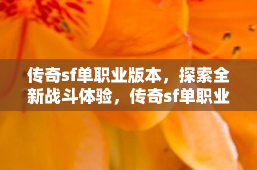 传奇sf单职业版本,探索全新战斗体验,传奇sf单职业版本,全新战斗体验等你来探索 传奇sf单职业版本,探索全新战斗体验,传奇sf单职业版本,全新战斗体验等你来探索