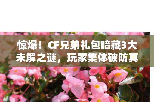 惊爆！CF兄弟礼包暗藏3大未解之谜，玩家集体破防真相竟是……