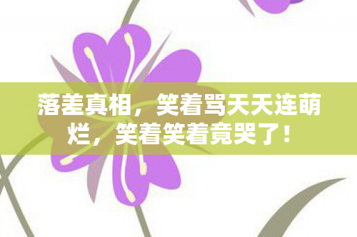 落差真相,笑着骂天天连萌烂,笑着笑着竟哭了! 落差真相,笑着骂天天连萌烂,笑着笑着竟哭了!