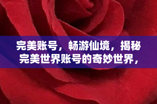 完美世界账号如何带你畅游仙境图片