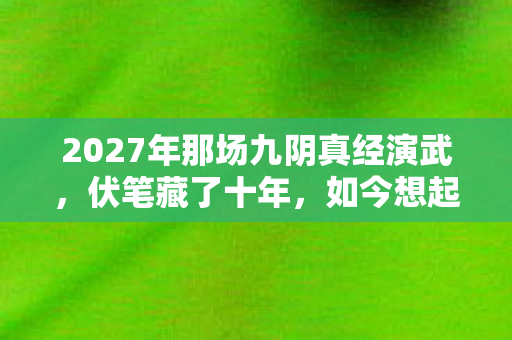 2027年那场九阴真经演武，伏笔藏了十年，如今想起鼻子一酸