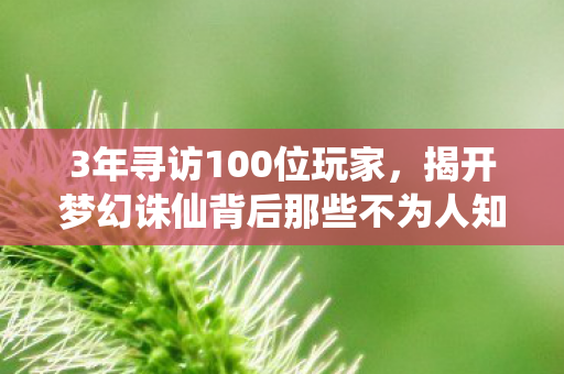3年寻访100位玩家,揭开梦幻诛仙背后那些不为人知的心酸故事 3年寻访100位玩家,揭开梦幻诛仙背后那些不为人知的心酸故事