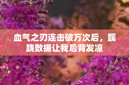 血气之刃连击破万次后，蹊跷数据让我后背发凉