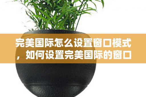 完美国际怎么设置窗口模式，如何设置完美国际的窗口模式？