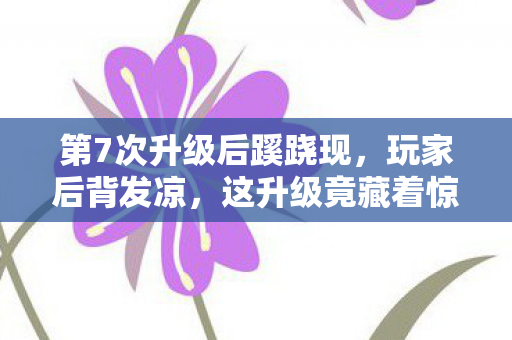 第7次升级后蹊跷现，玩家后背发凉，这升级竟藏着惊天秘密！