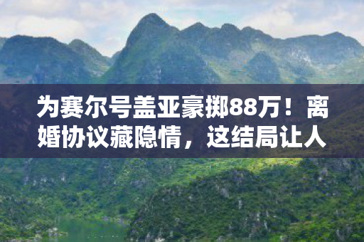 为赛尔号盖亚豪掷88万!离婚协议藏隐情,这结局让人吓一跳! 为赛尔号盖亚豪掷88万!离婚协议藏隐情,这结局让人吓一跳!