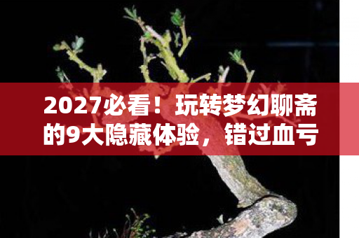 2027必看!玩转梦幻聊斋的9大隐藏体验,错过血亏的心得秘籍! 2027必看!玩转梦幻聊斋的9大隐藏体验,错过血亏的心得秘籍!