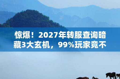 惊爆!2027年转服查询暗藏3大玄机,99%玩家竟不知? 惊爆!2027年转服查询暗藏3大玄机,99%玩家竟不知?