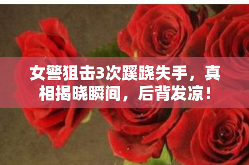女警狙击3次蹊跷失手,真相揭晓瞬间,后背发凉! 女警狙击3次蹊跷失手,真相揭晓瞬间,后背发凉!