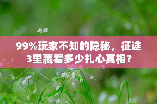 99%玩家不知的隐秘,征途3里藏着多少扎心真相? 99%玩家不知的隐秘,征途3里藏着多少扎心真相?