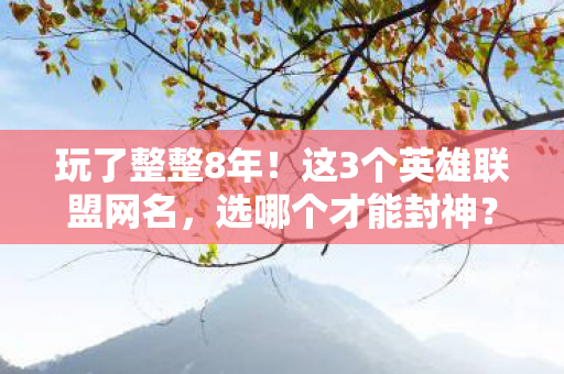 玩了整整8年!这3个英雄联盟网名,选哪个才能封神?纠结到失眠! 玩了整整8年!这3个英雄联盟网名,选哪个才能封神?纠结到失眠!