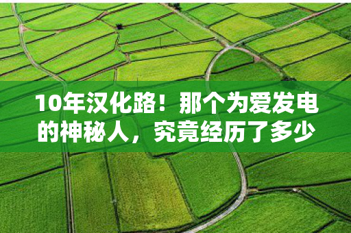 10年汉化路！那个为爱发电的神秘人，究竟经历了多少心酸？