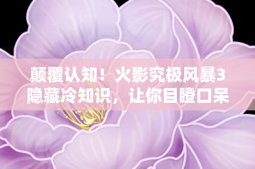 颠覆认知!火影究极风暴3隐藏冷知识,让你目瞪口呆的真相 颠覆认知!火影究极风暴3隐藏冷知识,让你目瞪口呆的真相