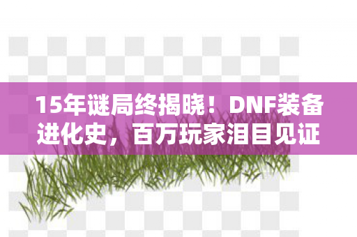 15年谜局终揭晓!DNF装备进化史,百万玩家泪目见证死亡时间线 15年谜局终揭晓!DNF装备进化史,百万玩家泪目见证死亡时间线