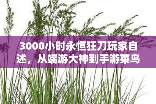 3000小时永恒狂刀玩家自述,从端游大神到手游菜鸟的辛酸路 3000小时永恒狂刀玩家自述,从端游大神到手游菜鸟的辛酸路
