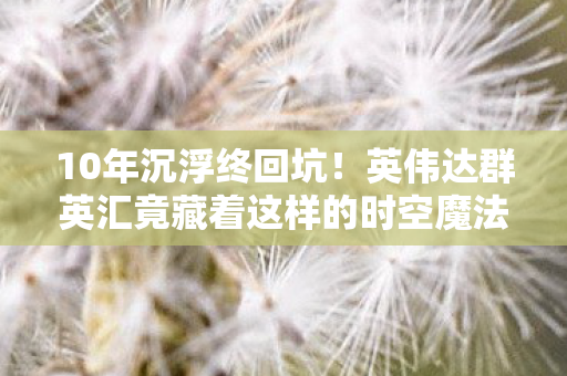 10年沉浮终回坑!英伟达群英汇竟藏着这样的时空魔法? 10年沉浮终回坑!英伟达群英汇竟藏着这样的时空魔法?