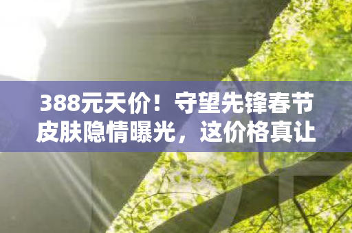 388元天价！守望先锋春节皮肤隐情曝光，这价格真让人吓一跳！