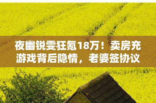 夜幽锐雯狂氪18万!卖房充游戏背后隐情,老婆签协议吓我一跳! 夜幽锐雯狂氪18万!卖房充游戏背后隐情,老婆签协议吓我一跳!