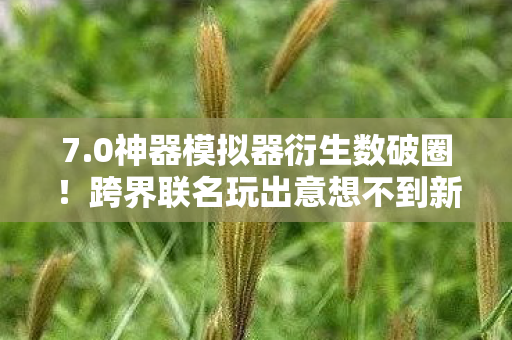 7.0神器模拟器衍生数破圈!跨界联名玩出意想不到新花样 7.0神器模拟器衍生数破圈!跨界联名玩出意想不到新花样
