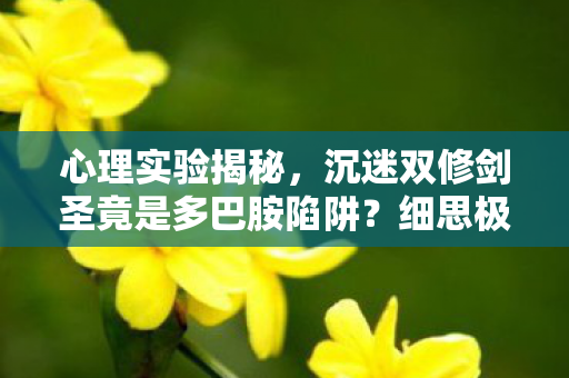 心理实验揭秘，沉迷双修剑圣竟是多巴胺陷阱？细思极恐！