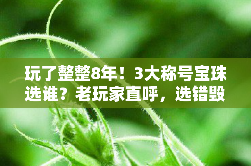 玩了整整8年！3大称号宝珠选谁？老玩家直呼，选错毁一生！