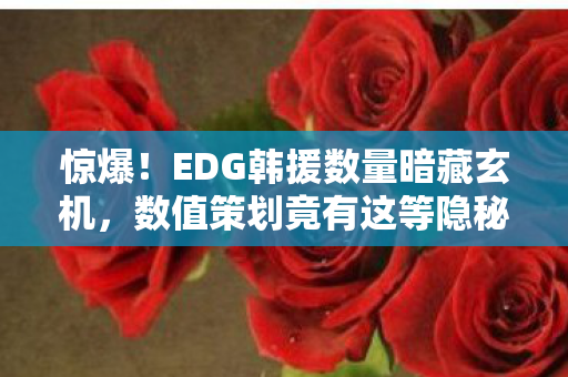 惊爆!EDG韩援数量暗藏玄机,数值策划竟有这等隐秘操作? 惊爆!EDG韩援数量暗藏玄机,数值策划竟有这等隐秘操作?