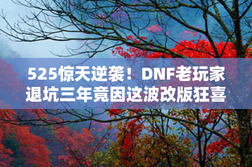 525惊天逆袭！DNF老玩家退坑三年竟因这波改版狂喜回归？