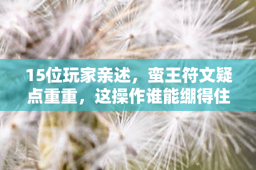 15位玩家亲述,蛮王符文疑点重重,这操作谁能绷得住? 15位玩家亲述,蛮王符文疑点重重,这操作谁能绷得住?