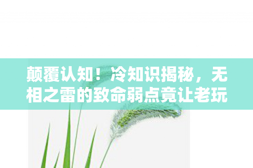 颠覆认知!冷知识揭秘,无相之雷的致命弱点竟让老玩家目瞪口呆 颠覆认知!冷知识揭秘,无相之雷的致命弱点竟让老玩家目瞪口呆