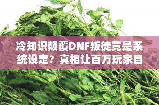 冷知识颠覆DNF叛徒竟是系统设定?真相让百万玩家目瞪口呆! 冷知识颠覆DNF叛徒竟是系统设定?真相让百万玩家目瞪口呆!
