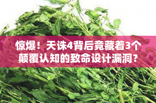 惊爆!天诛4背后竟藏着3个颠覆认知的致命设计漏洞? 惊爆!天诛4背后竟藏着3个颠覆认知的致命设计漏洞?
