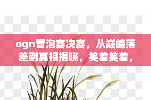ogn冒泡赛决赛,从巅峰落差到真相揭晓,笑着笑着,我竟哭了 ogn冒泡赛决赛,从巅峰落差到真相揭晓,笑着笑着,我竟哭了