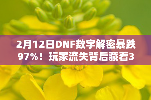 2月12日DNF数字解密暴跌97%！玩家流失背后藏着300亿的暴利新蓝海