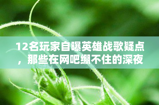 12名玩家自曝英雄战歌疑点，那些在网吧绷不住的深夜，我全见过