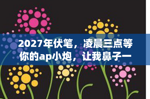 2027年伏笔,凌晨三点等你的ap小炮,让我鼻子一酸 2027年伏笔,凌晨三点等你的ap小炮,让我鼻子一酸